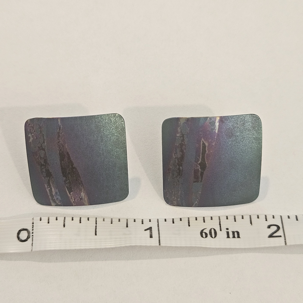 Vintage Blue Purple 80s Stud Earrings Whimsigoth Bohemian Preppy Elegant Retro - Picture 6 of 6